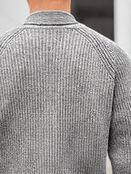 Finnegan - Men's V-Neck Button-Front Ribbed Cardigan