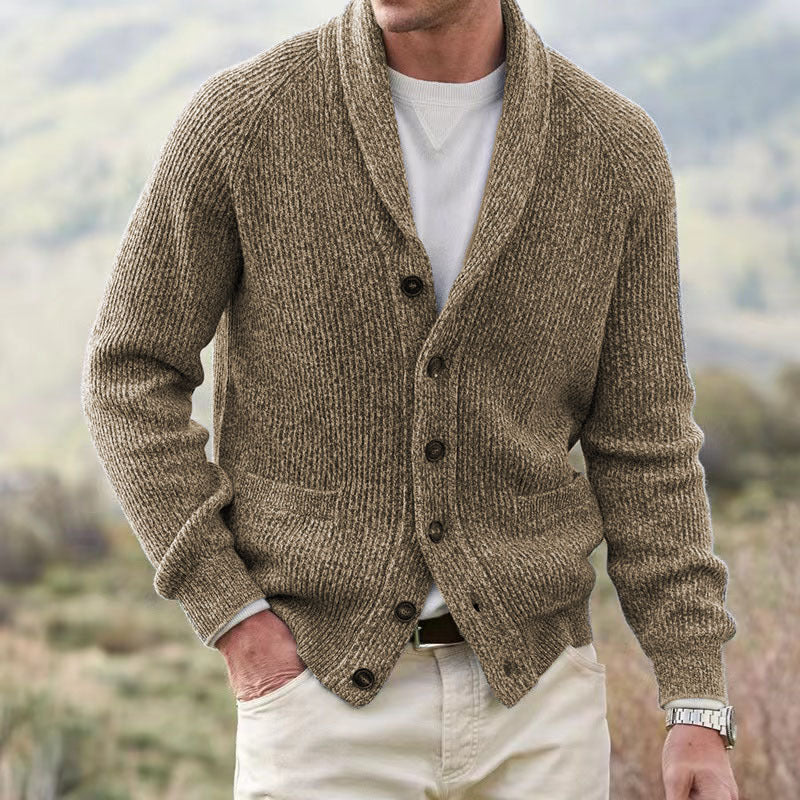 Finnegan - Men's V-Neck Button-Front Ribbed Cardigan