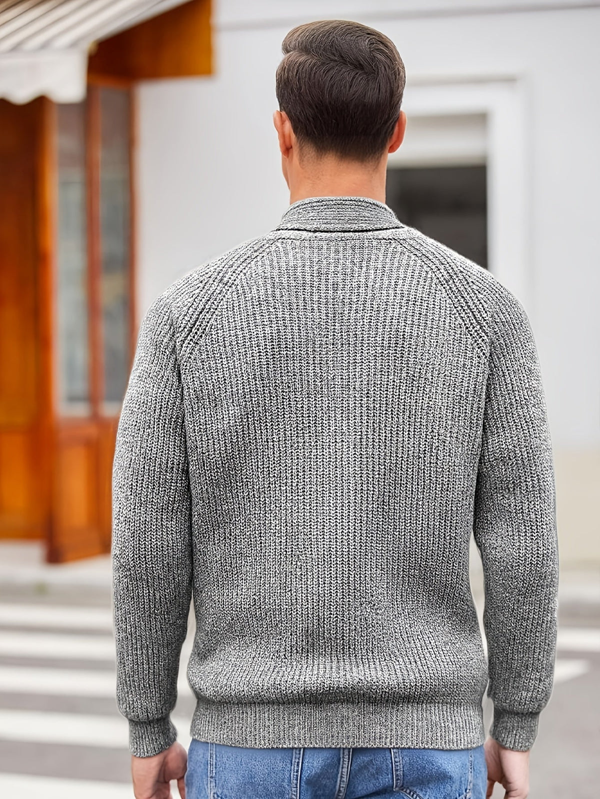 Finnegan - Men's V-Neck Button-Front Ribbed Cardigan