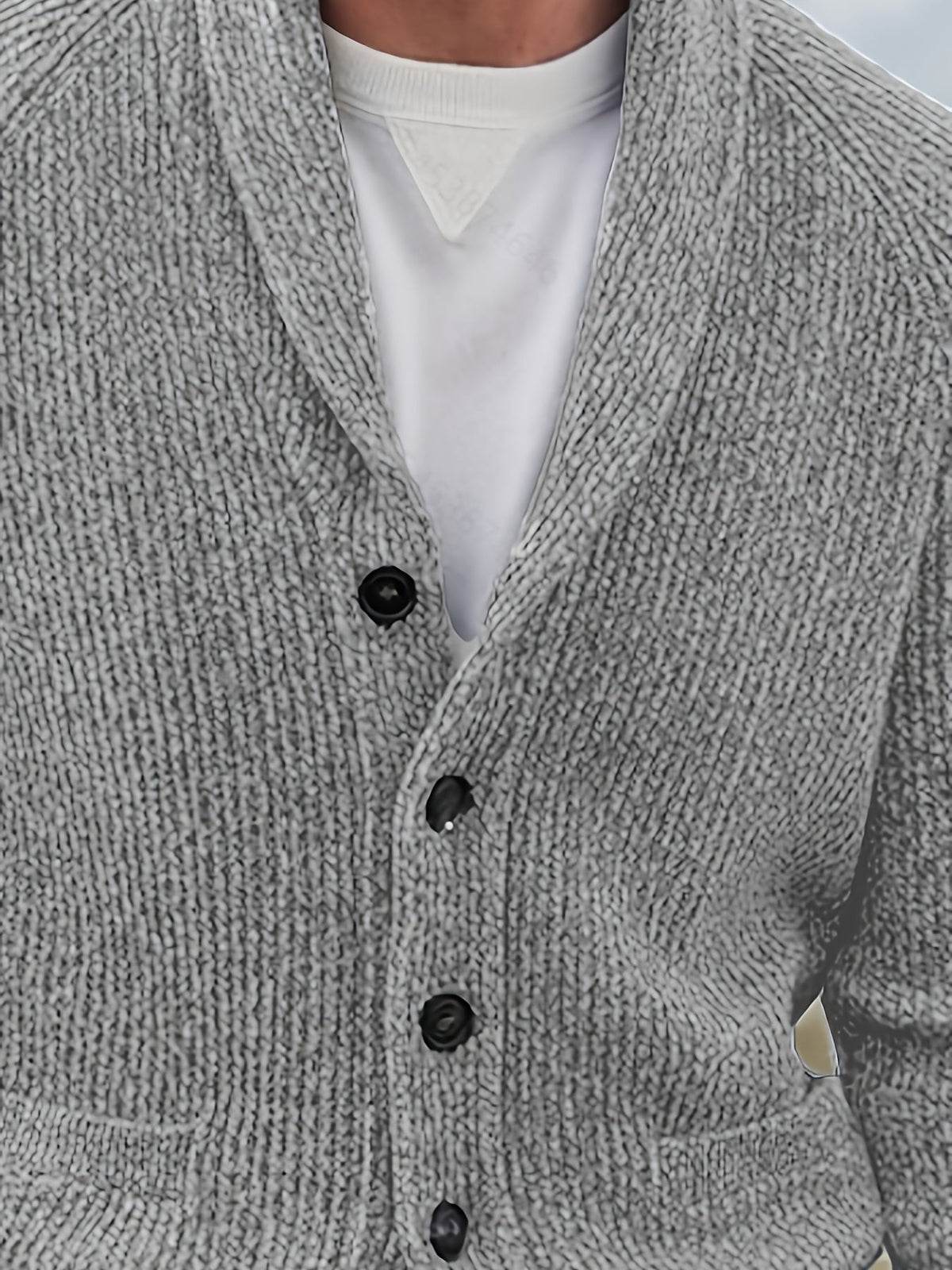 Finnegan - Men's V-Neck Button-Front Ribbed Cardigan