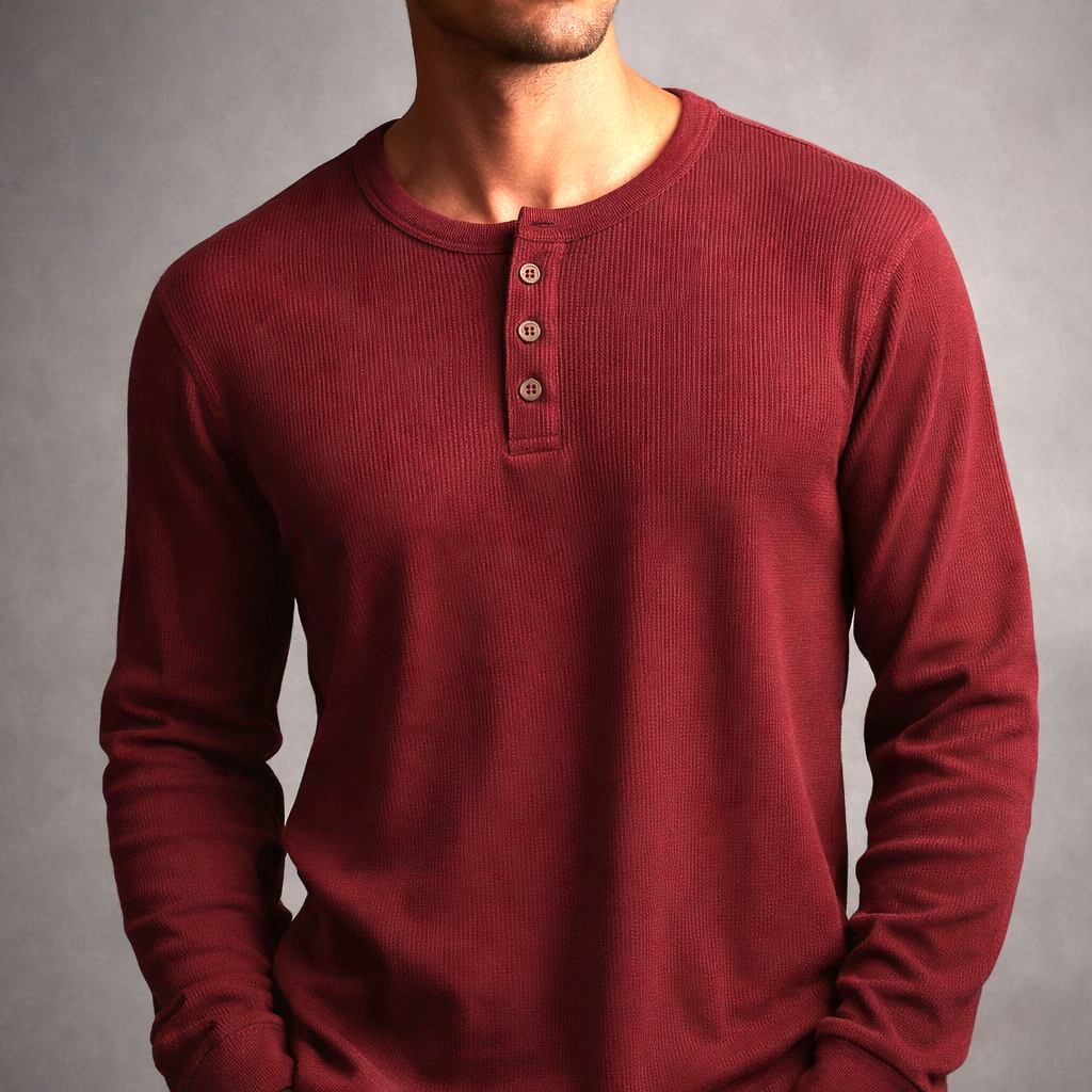 Frankie - Men's Half-Button Ribbed Henley