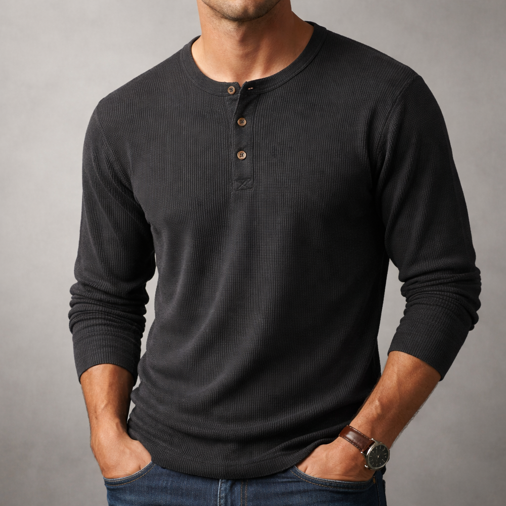 Frankie - Men's Half-Button Ribbed Henley