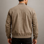 Garrett - Men's Suede-Effect Bomber Jacket with Elasticated Cuffs