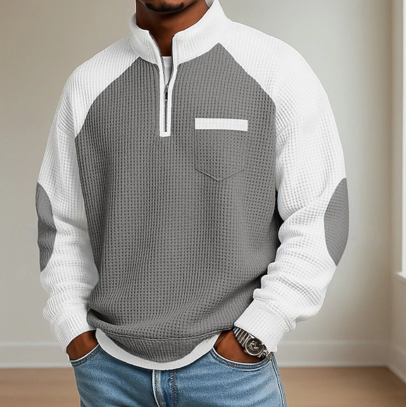 Gerardo - Men's Ribbed Colorblock Half-Zip Sweater