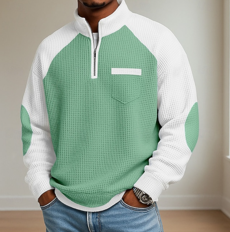 Gerardo - Men's Ribbed Colorblock Half-Zip Sweater
