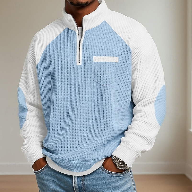 Gerardo - Men's Ribbed Colorblock Half-Zip Sweater