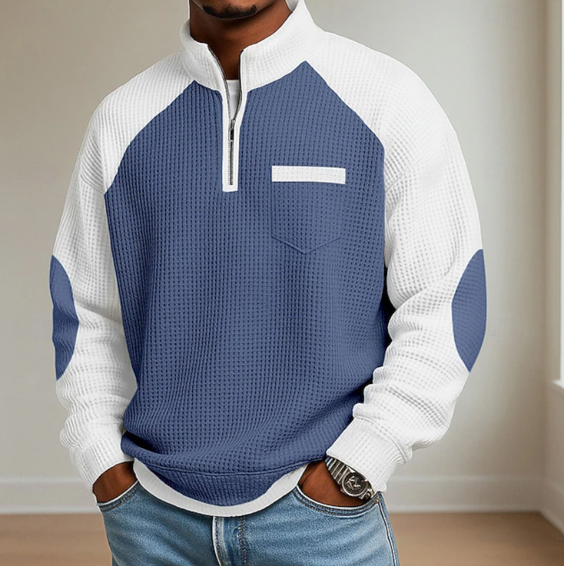 Gerardo - Men's Ribbed Colorblock Half-Zip Sweater