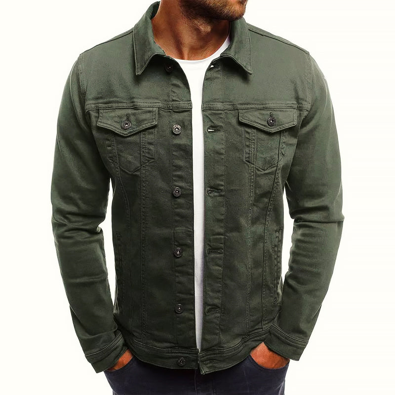 Gideon - Men's Button-Front Denim Jacket with Chest Pockets
