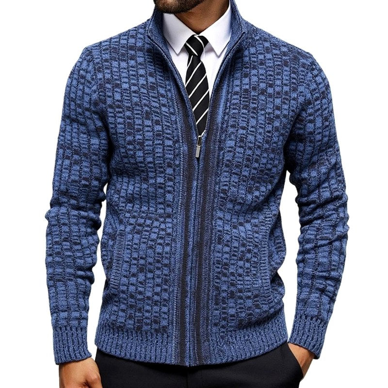 Grant – Men's Textured Checkered Zip Cardigan 1