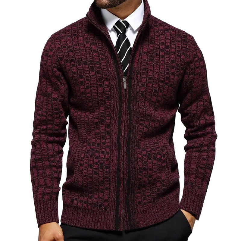 Grant – Men's Textured Checkered Zip Cardigan 2