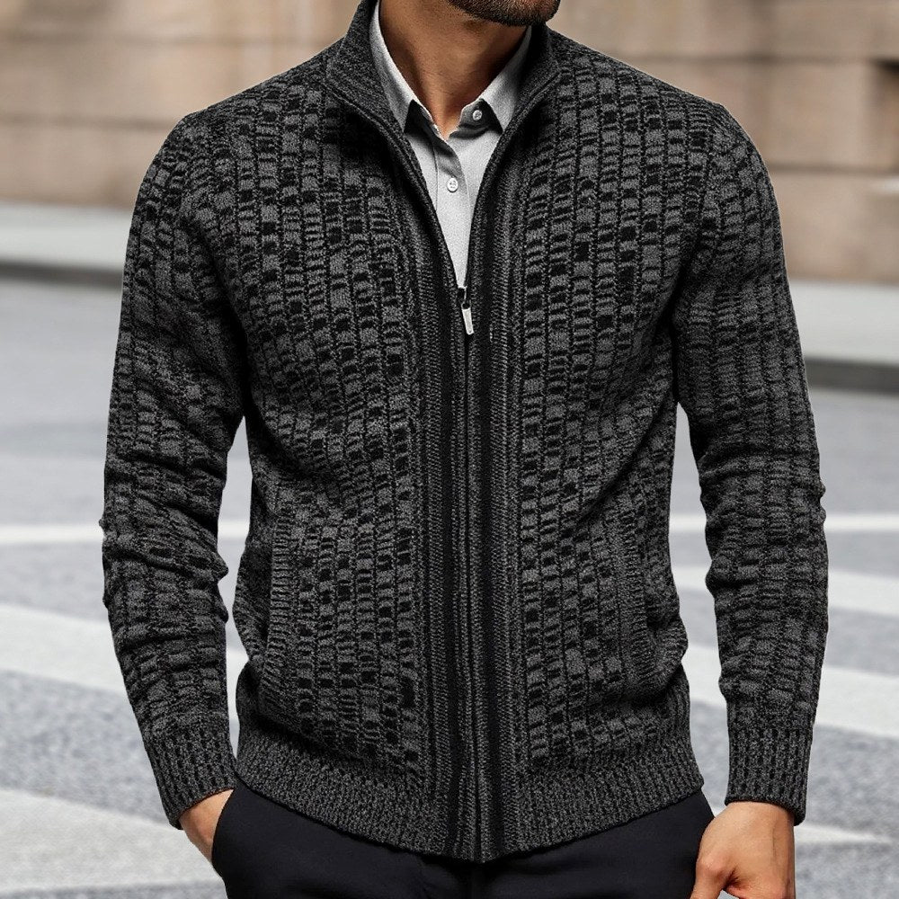 Grant – Men's Textured Checkered Zip Cardigan 3