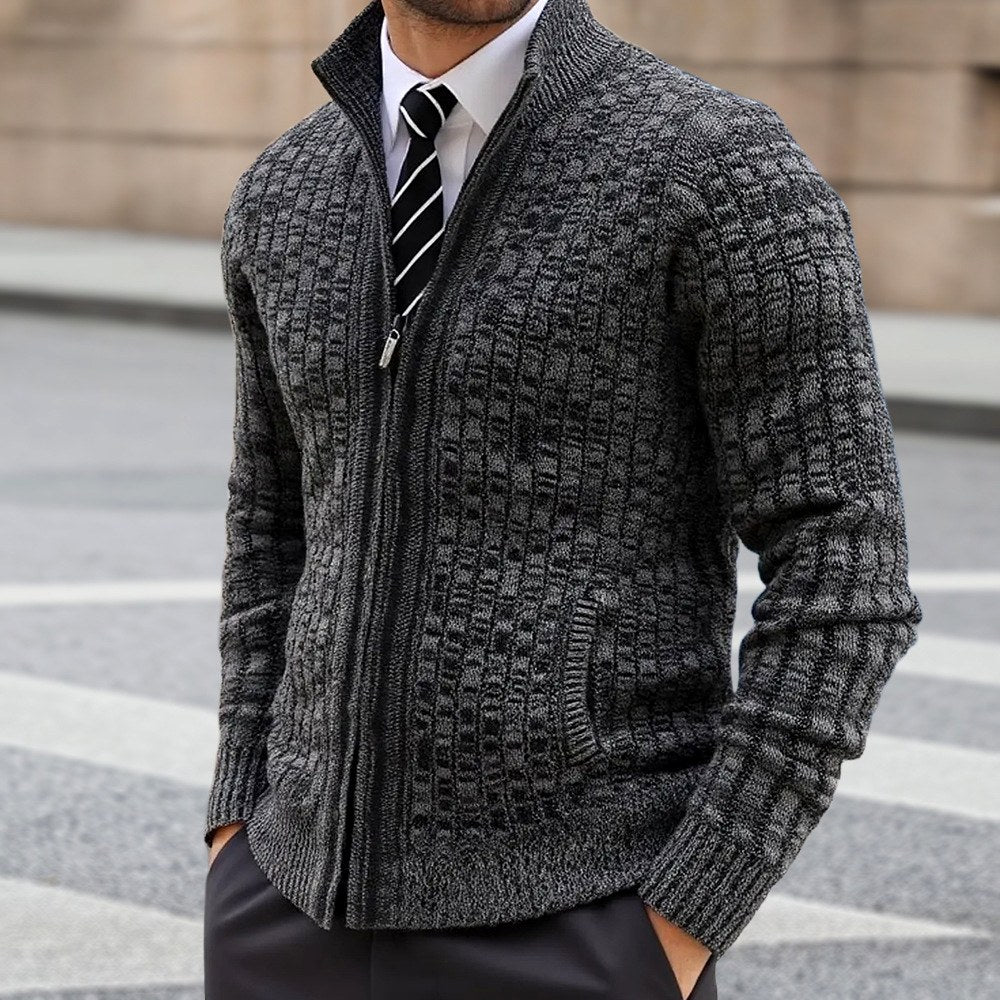 Grant – Men's Textured Checkered Zip Cardigan 4