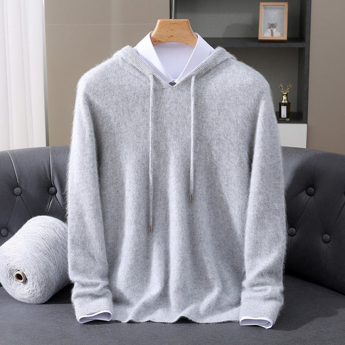 Grayson - Men's Cashmere Hooded Sweater with Drawstring