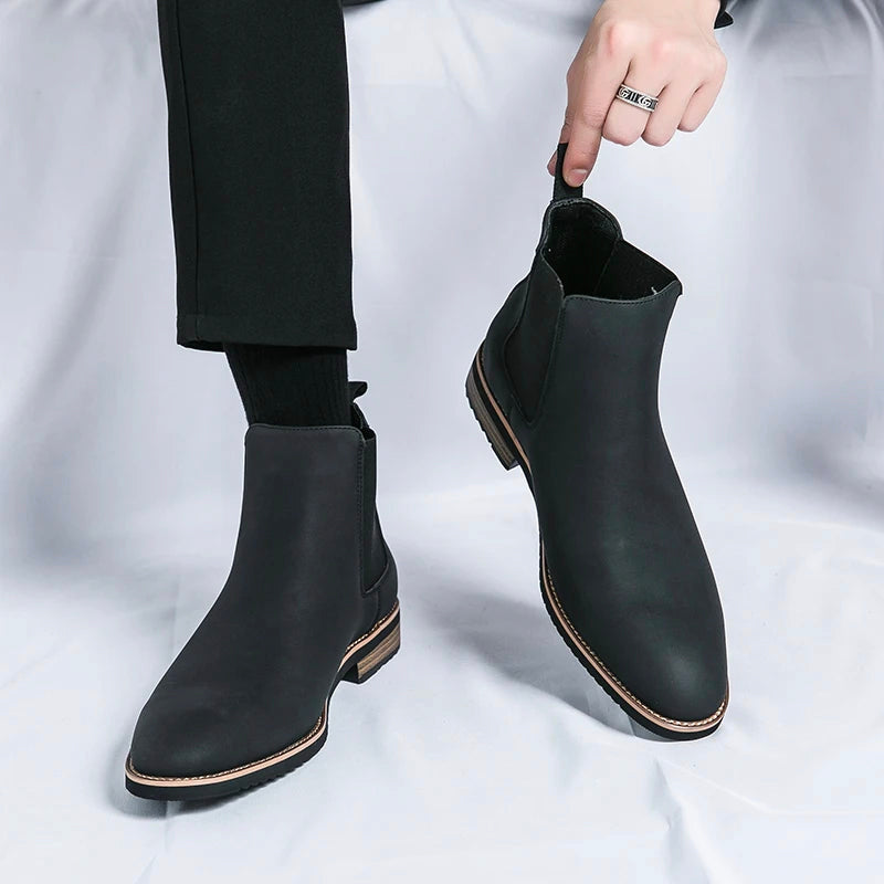 Hadrian - Men's Suede Chelsea Boots with Contrast Trim
