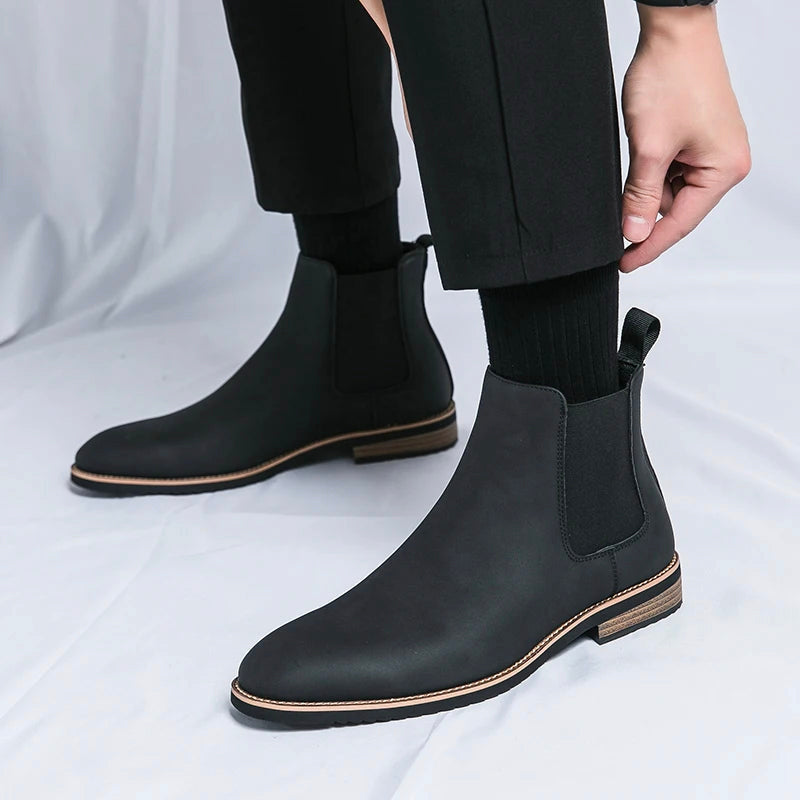 Hadrian - Men's Suede Chelsea Boots with Contrast Trim