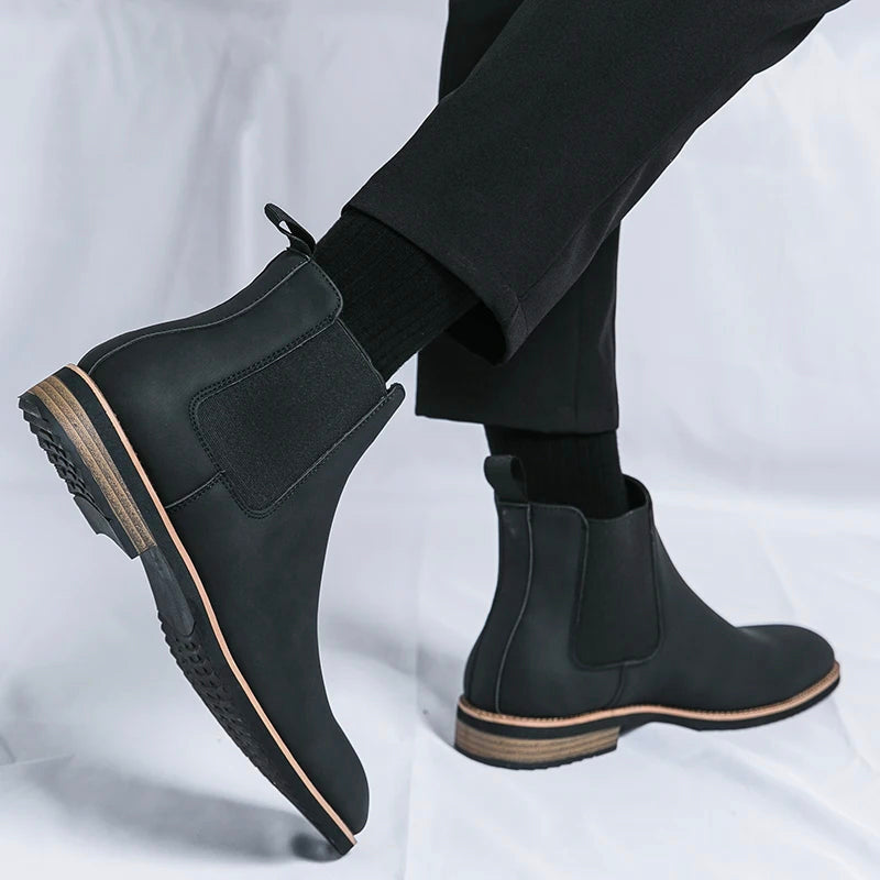Hadrian - Men's Suede Chelsea Boots with Contrast Trim