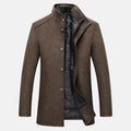 Harold - Men's Button-Front Wool Blend Coat with Puffer Lining