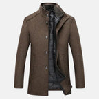 Harold - Men's Button-Front Wool Blend Coat with Puffer Lining