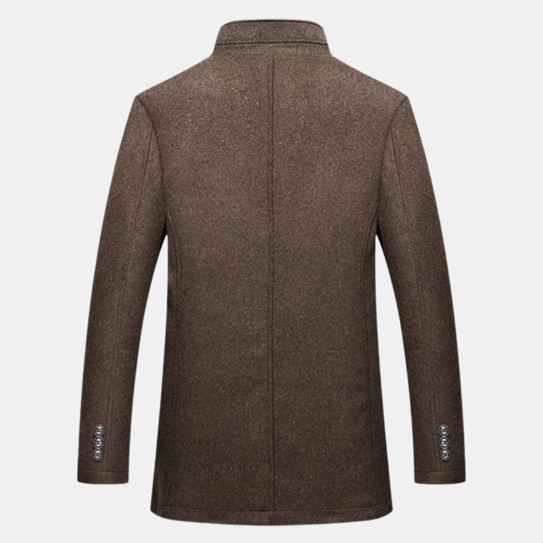 Harold - Men's Button-Front Wool Blend Coat with Puffer Lining