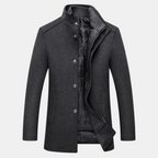 Harold - Men's Button-Front Wool Blend Coat with Puffer Lining