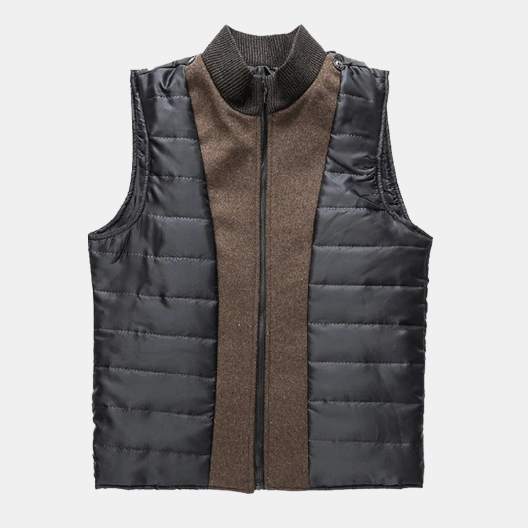 Harold - Men's Button-Front Wool Blend Coat with Puffer Lining