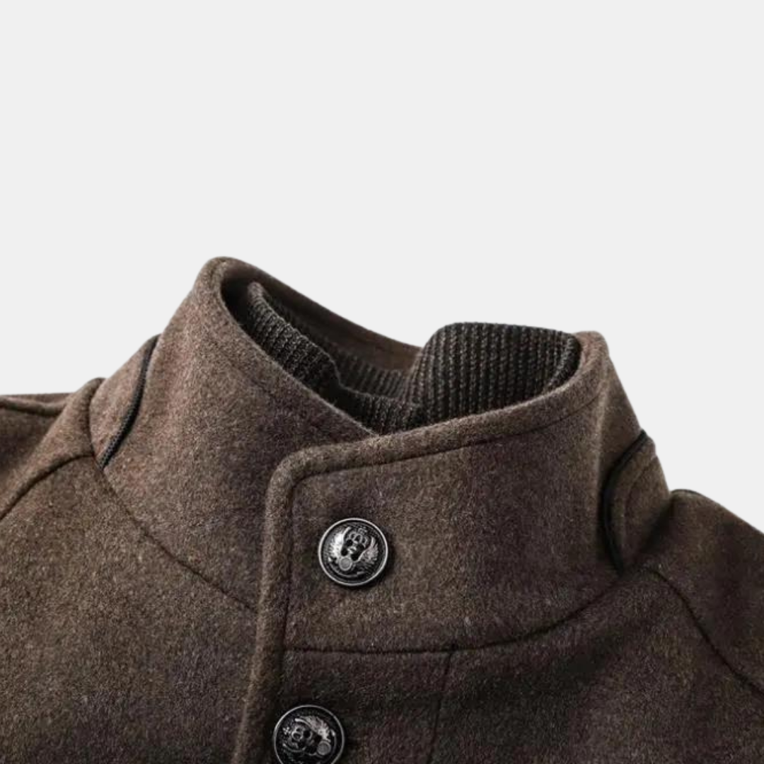 Harold - Men's Button-Front Wool Blend Coat with Puffer Lining