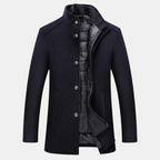 Harold - Men's Button-Front Wool Blend Coat with Puffer Lining