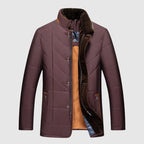 Harrison - Men's Button-Front Quilted Down Jacket with Faux-Fur Collar