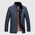 Harrison - Men's Button-Front Quilted Down Jacket with Faux-Fur Collar