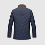 Harrison - Men's Button-Front Quilted Down Jacket with Faux-Fur Collar