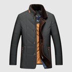 Harrison - Men's Button-Front Quilted Down Jacket with Faux-Fur Collar