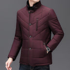 Harrison - Men's Button-Front Quilted Down Jacket with Faux-Fur Collar