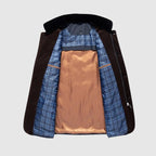 Harrison - Men's Button-Front Quilted Down Jacket with Faux-Fur Collar