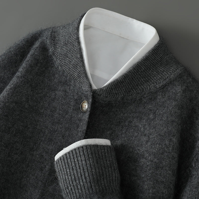 Harry - Men's Cashmere Cardigan with Button Front and Ribbed Trim