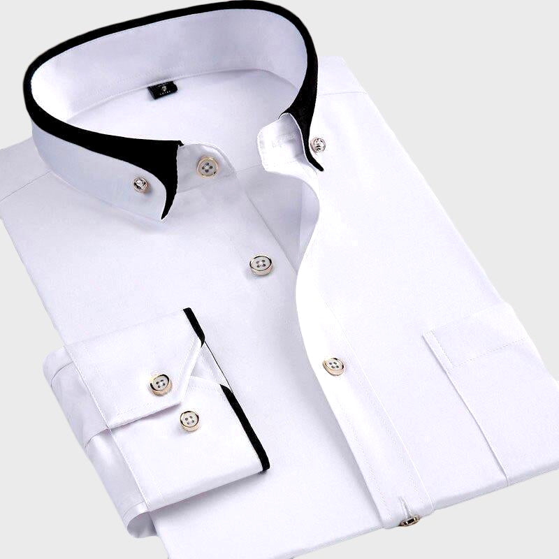 Ismael - Men's Contrast-Collar Stretch Dress Shirt