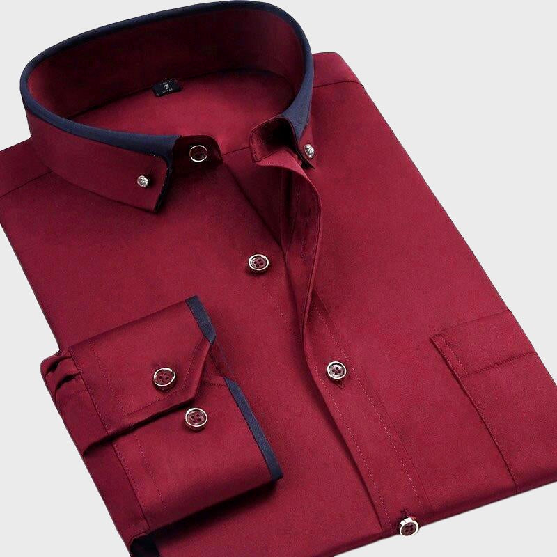 Ismael - Men's Contrast-Collar Stretch Dress Shirt