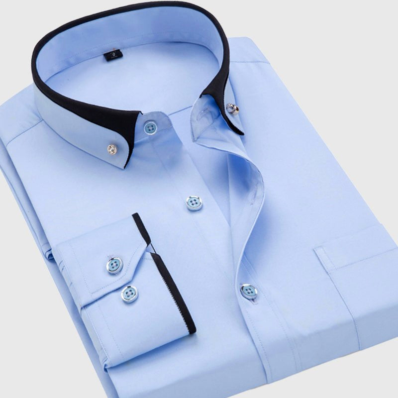Ismael - Men's Contrast-Collar Stretch Dress Shirt