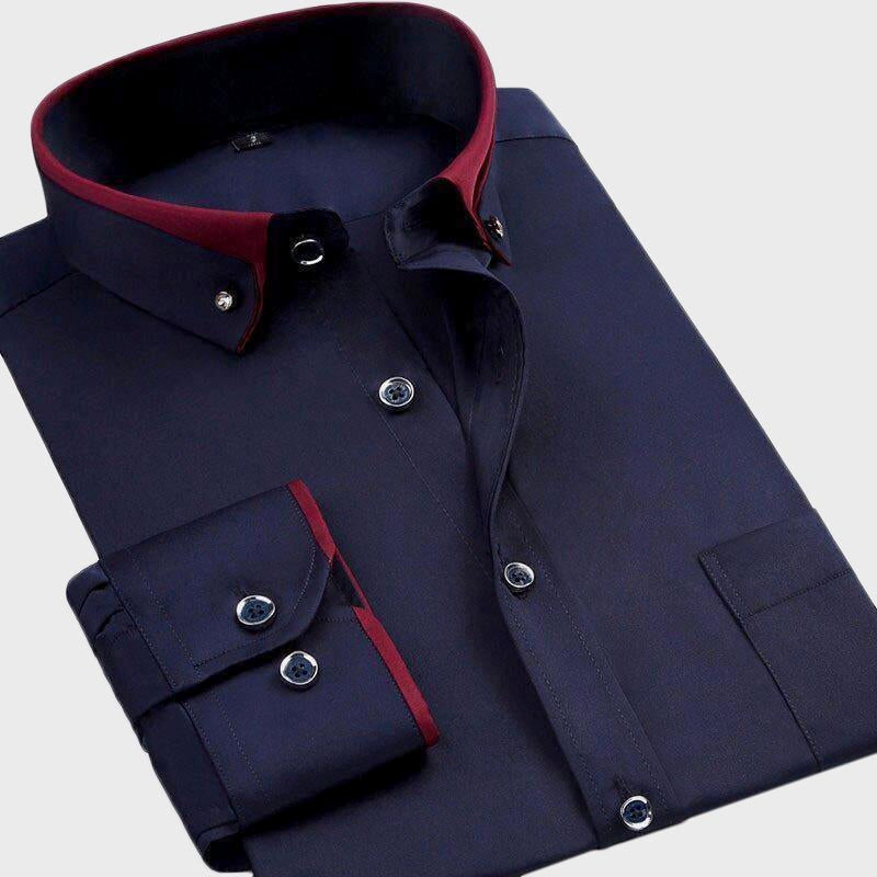 Ismael - Men's Contrast-Collar Stretch Dress Shirt