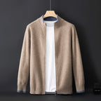 Jairus - Men's Cashmere Cardigan with Contrast Ribbed Cuffs