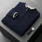 Jairus - Men's Cashmere Cardigan with Contrast Ribbed Cuffs