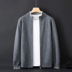 Jairus - Men's Cashmere Cardigan with Contrast Ribbed Cuffs