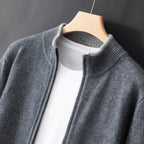 Jairus - Men's Cashmere Cardigan with Contrast Ribbed Cuffs