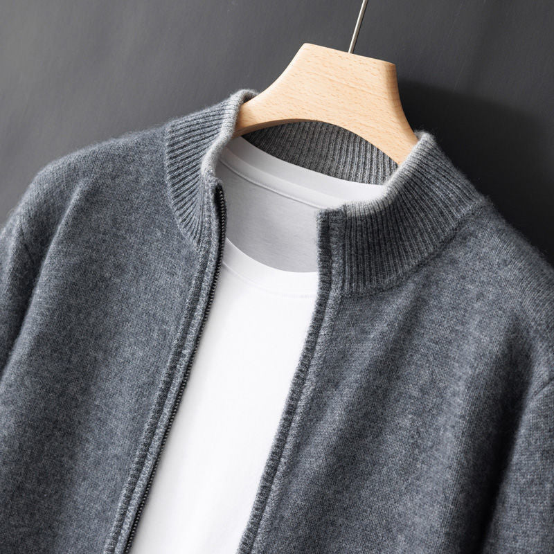 Jairus - Men's Cashmere Cardigan with Contrast Ribbed Cuffs
