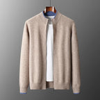 Jairus - Men's Cashmere Cardigan with Contrast Ribbed Cuffs