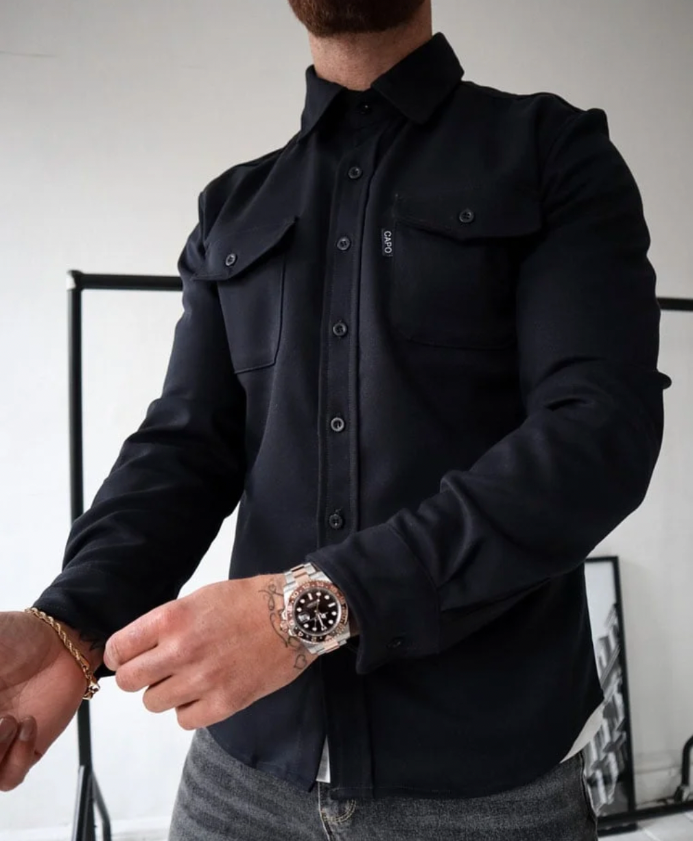 Jayson - Men's Snap-Button Shirt Jacket with Chest Pockets