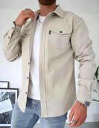 Jayson - Men's Snap-Button Shirt Jacket with Chest Pockets