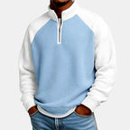 Jeffrey - Men's Waffle Knit Quarter-Zip Relaxed Sweatshirt 1