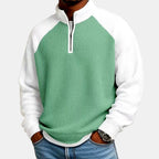 Jeffrey - Men's Waffle Knit Quarter-Zip Relaxed Sweatshirt 4