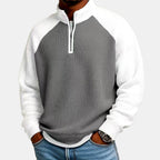 Jeffrey - Men's Waffle Knit Quarter-Zip Relaxed Sweatshirt 5