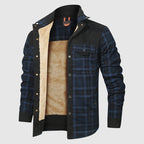 Jeremiah - Men's Plaid Jacket with Corduroy Shoulder Panels and Sherpa Lining